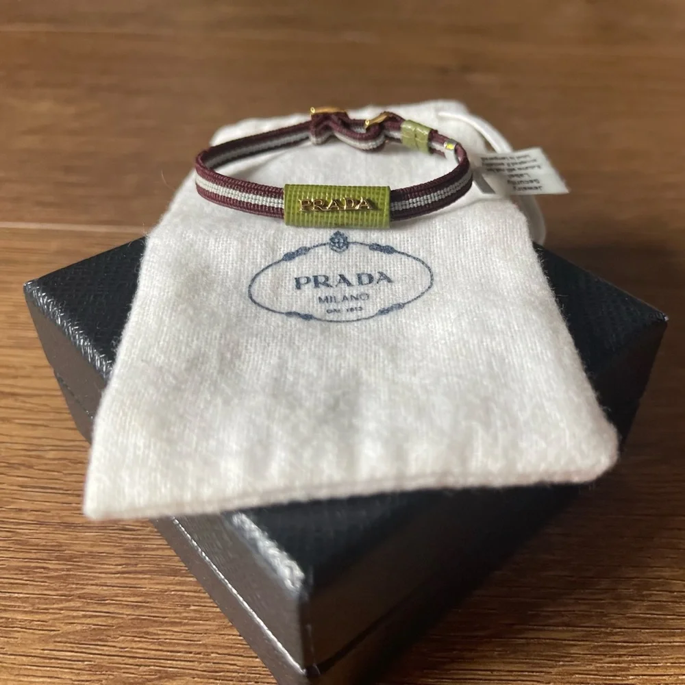 PRADA-AUTHENTIC (Preloved) Elastic And Leather Bracelet - Picture 9 of 13